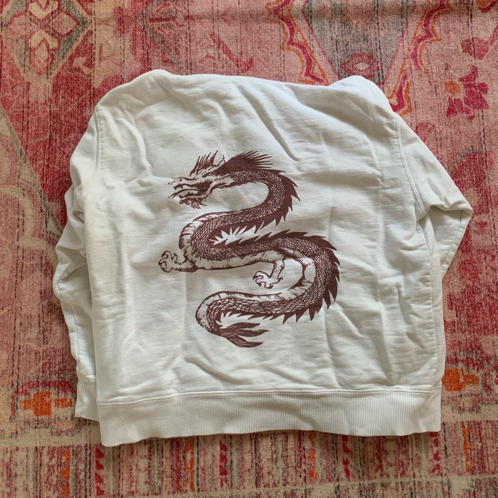 White Graphic Hoodie w/ Red Writing
